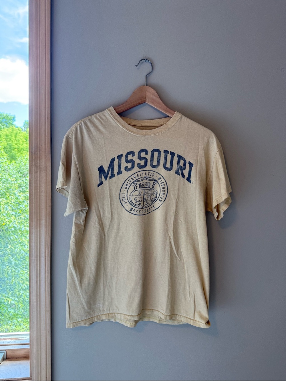 Missouri Vintage Crewneck T‑Shirt in Pale Yellow